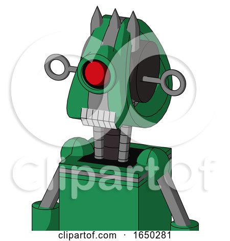 Green Automaton with Droid Head and Teeth Mouth and Cyclops Eye and Three Spiked by Leo Blanchette