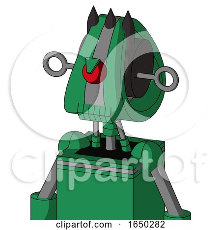 Green Automaton with Droid Head and Toothy Mouth and Angry Cyclops and Three Dark Spikes by Leo Blanchette