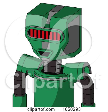 Green Automaton with Mechanical Head and Happy Mouth and Visor Eye by Leo Blanchette