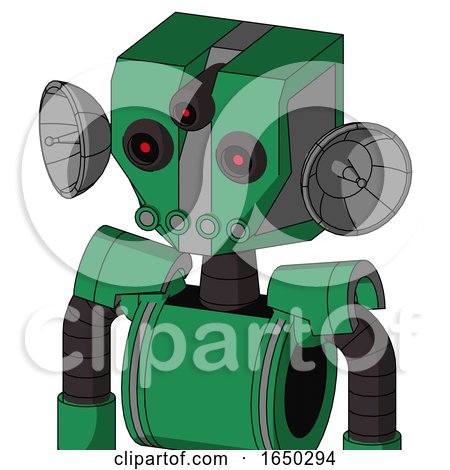 Green Automaton with Mechanical Head and Pipes Mouth and Three-Eyed by Leo Blanchette