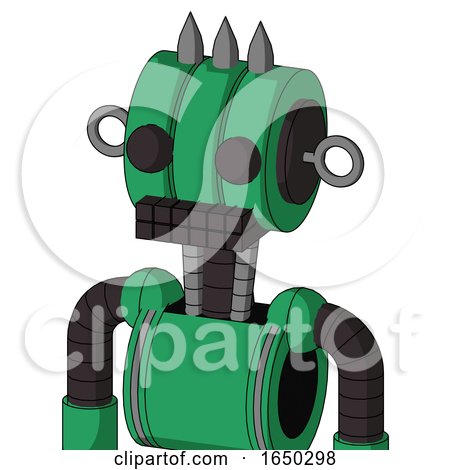 Green Automaton with Multi-Toroid Head and Keyboard Mouth and Two Eyes and Three Spiked by Leo Blanchette