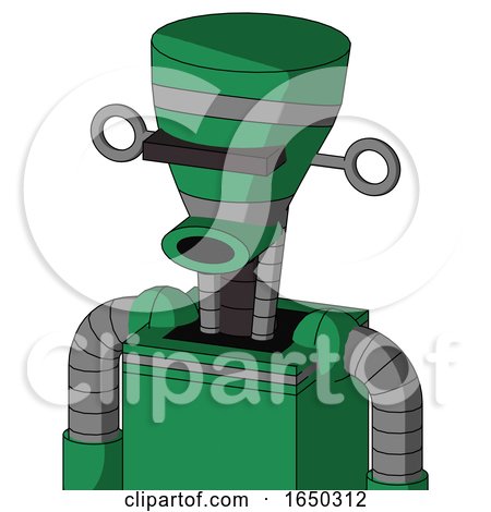 Green Automaton with Vase Head and Round Mouth and Black Visor Cyclops by Leo Blanchette