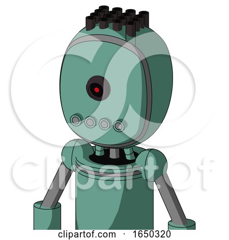 Green Mech with Bubble Head and Pipes Mouth and Black Cyclops Eye and Pipe Hair by Leo Blanchette