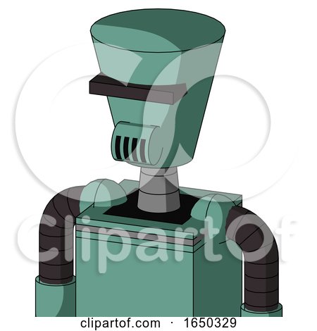 Green Mech with Cylinder-Conic Head and Speakers Mouth and Black Visor Cyclops by Leo Blanchette