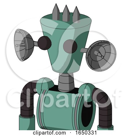 Green Mech with Cylinder-Conic Head and Two Eyes and Three Spiked by Leo Blanchette