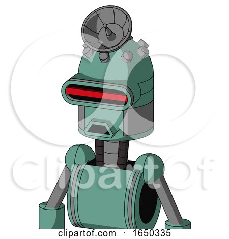 Green Mech with Dome Head and Sad Mouth and Visor Eye and Radar Dish Hat by Leo Blanchette