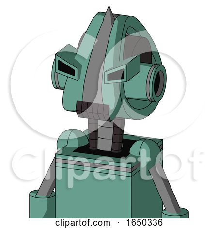 Green Mech with Droid Head and Dark Tooth Mouth and Angry Eyes and Spike Tip by Leo Blanchette