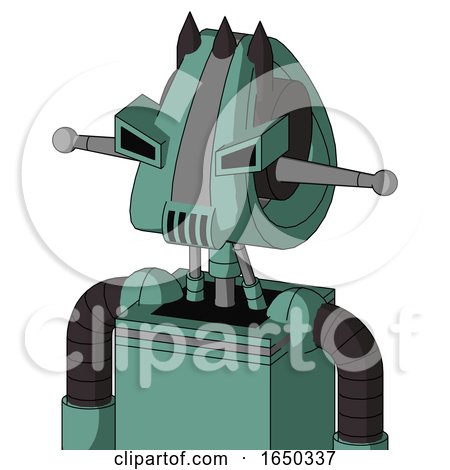 Green Mech with Droid Head and Speakers Mouth and Angry Eyes and Three Dark Spikes by Leo Blanchette