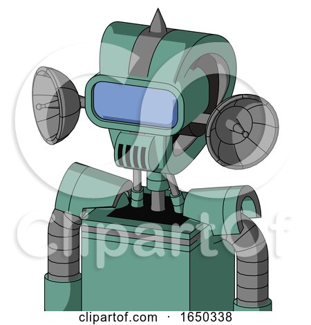 Green Mech with Droid Head and Speakers Mouth and Large Blue Visor Eye and Spike Tip by Leo Blanchette