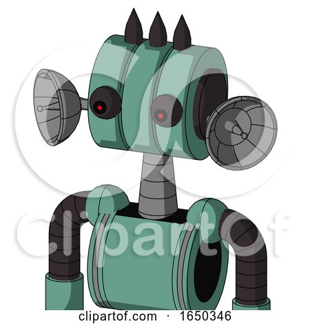 Green Mech with Multi-Toroid Head and Red Eyed and Three Dark Spikes by Leo Blanchette
