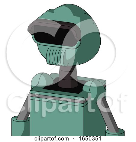 Green Mech with Rounded Head and Speakers Mouth and Black Visor Eye by Leo Blanchette