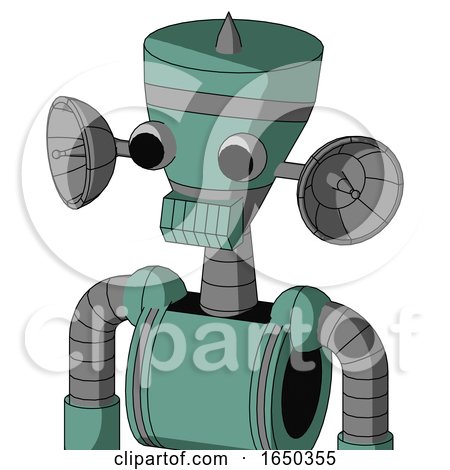 Green Mech with Vase Head and Toothy Mouth and Two Eyes and Spike Tip by Leo Blanchette