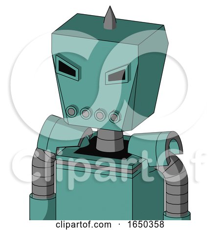 Greenish Mech with Box Head and Pipes Mouth and Angry Eyes and Spike Tip by Leo Blanchette