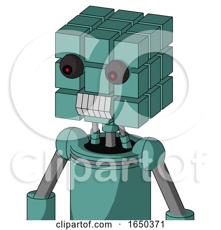 Greenish Mech with Cube Head and Teeth Mouth and Red Eyed by Leo Blanchette