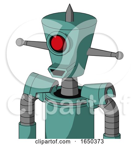 Greenish Mech with Cylinder-Conic Head and Happy Mouth and Cyclops Eye and Spike Tip by Leo Blanchette