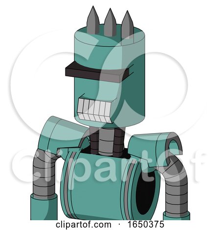 Greenish Mech with Cylinder Head and Teeth Mouth and Black Visor Cyclops and Three Spiked by Leo Blanchette