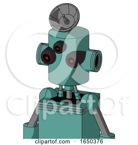 Greenish Mech with Cylinder Head and Three-Eyed and Radar Dish Hat by Leo Blanchette