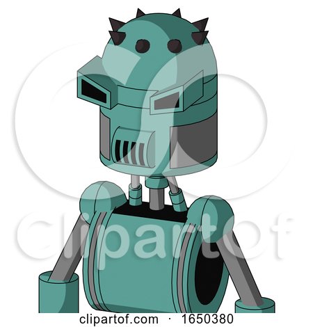 Greenish Mech with Dome Head and Speakers Mouth and Angry Eyes by Leo Blanchette