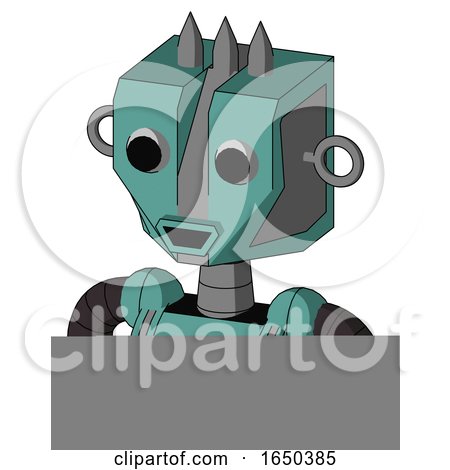 Greenish Mech with Mechanical Head and Happy Mouth and Two Eyes and Three Spiked by Leo Blanchette