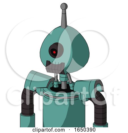 Greenish Mech with Rounded Head and Dark Tooth Mouth and Black Cyclops Eye and Single Antenna by Leo Blanchette
