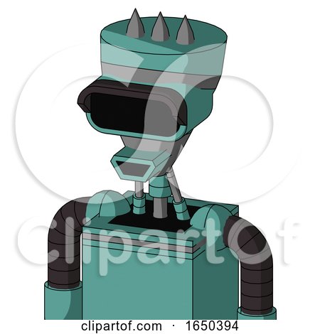 Greenish Mech with Vase Head and Happy Mouth and Black Visor Eye and Three Spiked by Leo Blanchette