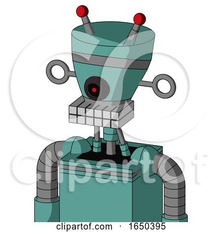 Greenish Mech with Vase Head and Keyboard Mouth and Black Cyclops Eye and Double Led Antenna by Leo Blanchette