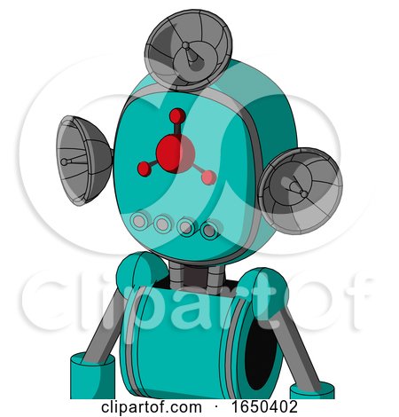 Greenish Robot with Bubble Head and Pipes Mouth and Cyclops Compound Eyes and Radar Dish Hat by Leo Blanchette