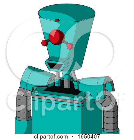 Greenish Robot with Cylinder-Conic Head and Happy Mouth and Cyclops Compound Eyes by Leo Blanchette