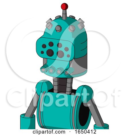 Greenish Robot with Dome Head and Pipes Mouth and Bug Eyes and Single Led Antenna by Leo Blanchette