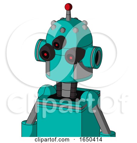Greenish Robot with Dome Head and Three-Eyed and Single Led Antenna by Leo Blanchette