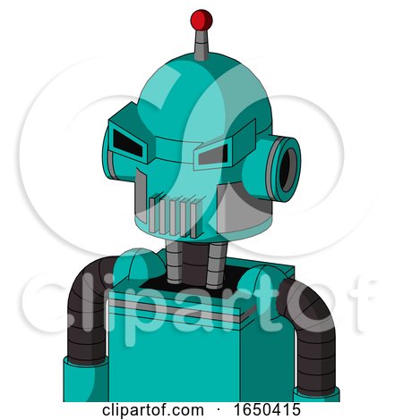 Greenish Robot with Dome Head and Vent Mouth and Angry Eyes and Single Led Antenna by Leo Blanchette