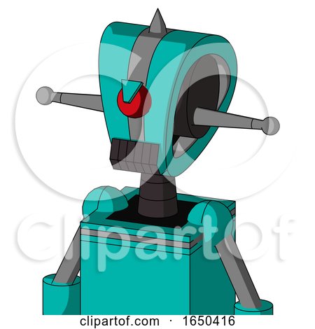 Greenish Robot with Droid Head and Dark Tooth Mouth and Angry Cyclops and Spike Tip by Leo Blanchette