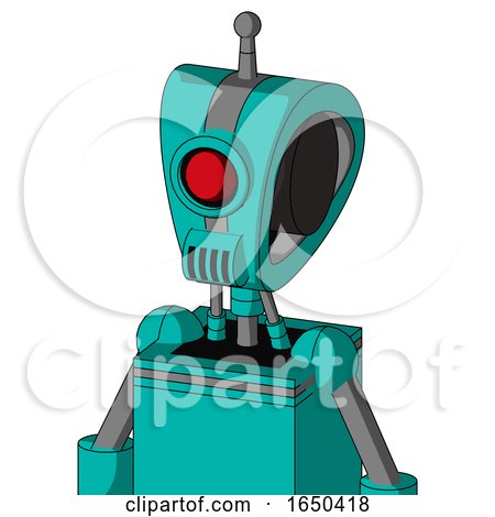 Greenish Robot with Droid Head and Speakers Mouth and Cyclops Eye and Single Antenna by Leo Blanchette
