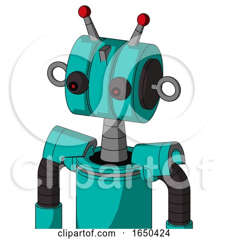 Greenish Robot with Multi-Toroid Head and Red Eyed and Double Led Antenna by Leo Blanchette