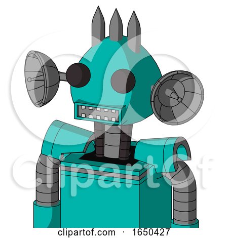 Greenish Robot with Rounded Head and Square Mouth and Two Eyes and Three Spiked by Leo Blanchette