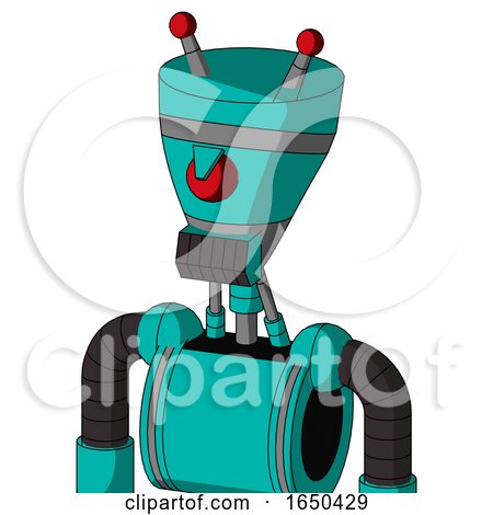 Greenish Robot with Vase Head and Dark Tooth Mouth and Angry Cyclops and Double Led Antenna by Leo Blanchette