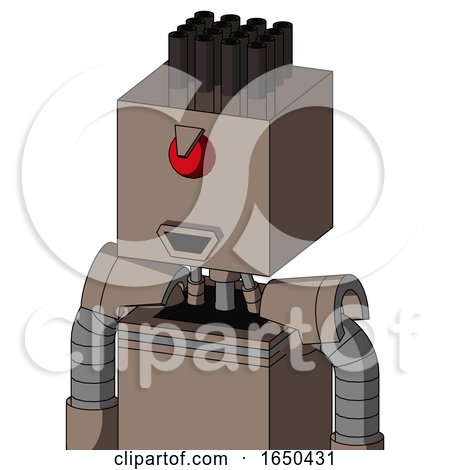 Gray Robot with Box Head and Happy Mouth and Angry Cyclops and Pipe Hair by Leo Blanchette