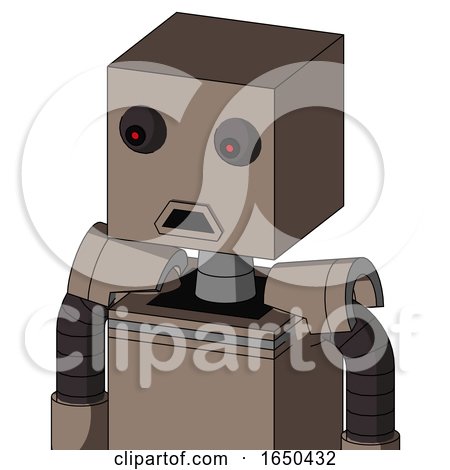 Gray Robot with Box Head and Sad Mouth and Red Eyed by Leo Blanchette