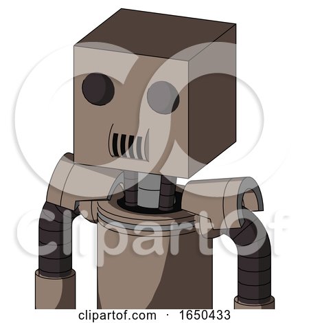 Gray Robot with Box Head and Speakers Mouth and Two Eyes by Leo Blanchette