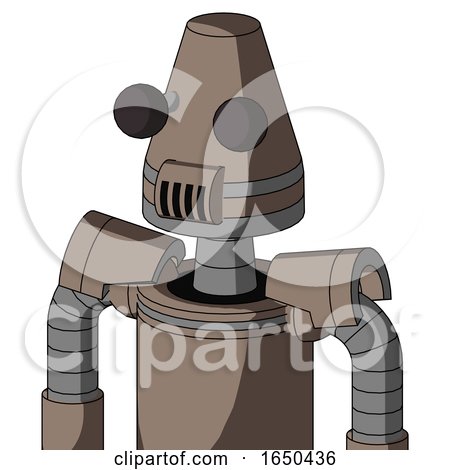 Gray Robot with Cone Head and Speakers Mouth and Two Eyes by Leo Blanchette