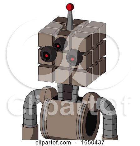 Gray Robot with Cube Head and Three-Eyed and Single Led Antenna by Leo Blanchette