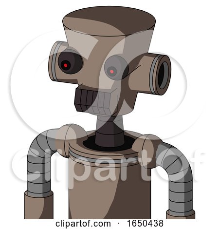Gray Robot with Cylinder-Conic Head and Dark Tooth Mouth and Red Eyed by Leo Blanchette