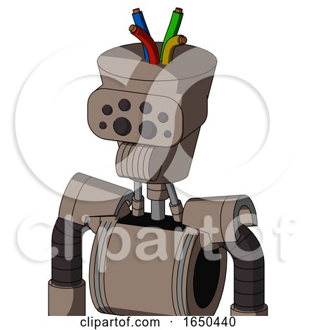Gray Robot with Cylinder-Conic Head and Speakers Mouth and Bug Eyes and Wire Hair by Leo Blanchette