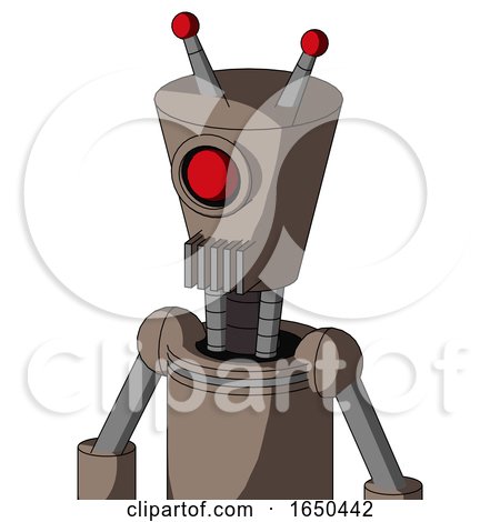 Gray Robot with Cylinder-Conic Head and Vent Mouth and Cyclops Eye and Double Led Antenna by Leo Blanchette