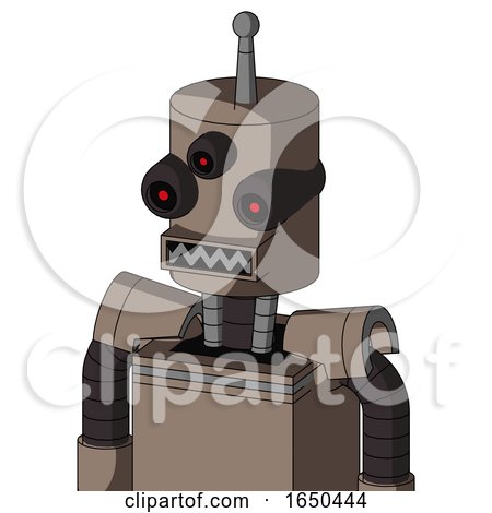 Gray Robot with Cylinder Head and Square Mouth and Three-Eyed and Single Antenna by Leo Blanchette