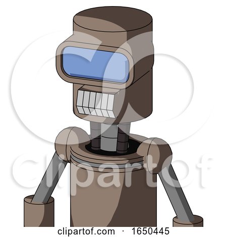 Gray Robot with Cylinder Head and Teeth Mouth and Large Blue Visor Eye by Leo Blanchette