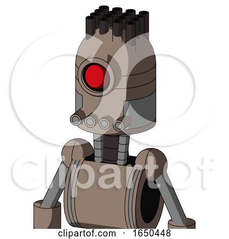 Gray Robot with Dome Head and Pipes Mouth and Cyclops Eye and Pipe Hair by Leo Blanchette