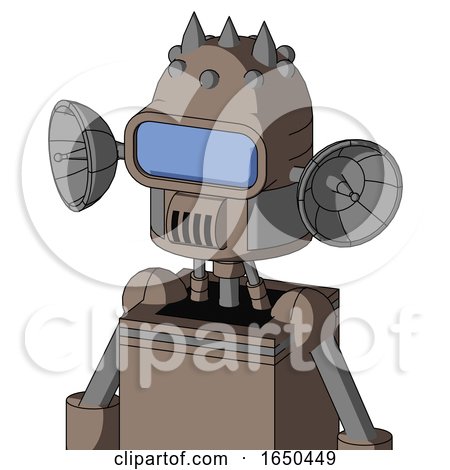 Gray Robot with Dome Head and Speakers Mouth and Large Blue Visor Eye and Three Spiked by Leo Blanchette