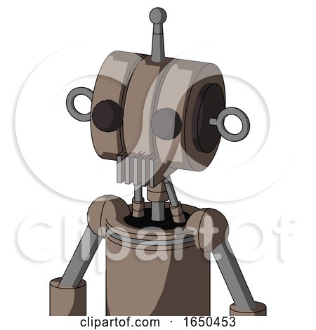 Gray Robot with Multi-Toroid Head and Vent Mouth and Two Eyes and Single Antenna by Leo Blanchette