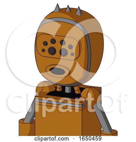 Dirty-Orange Mech with Bubble Head and Round Mouth and Bug Eyes and Three Spiked by Leo Blanchette